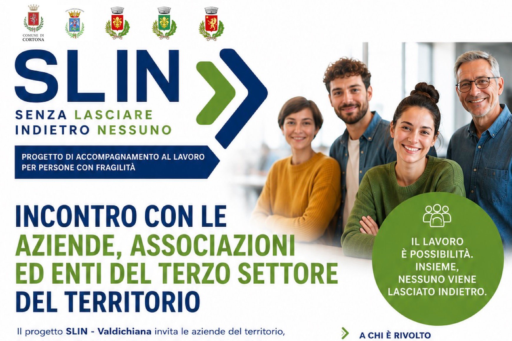 Slin, Senza lasciare indietro nessuno: a Cortona un incontro con aziende, associazioni ed enti del territorio